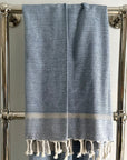 Cassis Blue/Navy Fringed Cotton Fouta