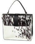 NEW Ivory Calf Hair Leather Top Handle Bag