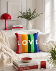 Rainbow LOVE Needlepoint Pillow