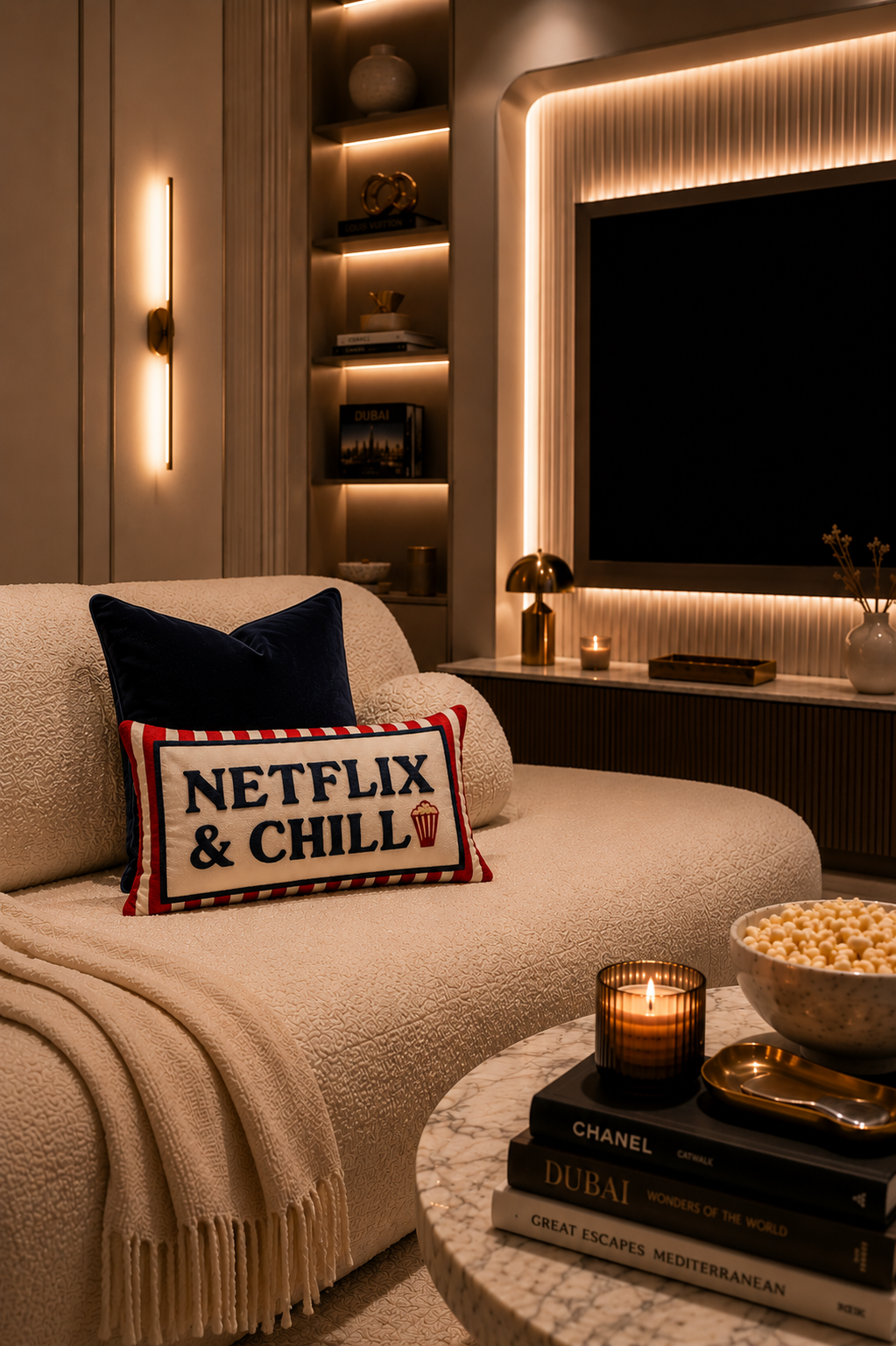 Netflix &amp; Chill Needlepoint Pillow