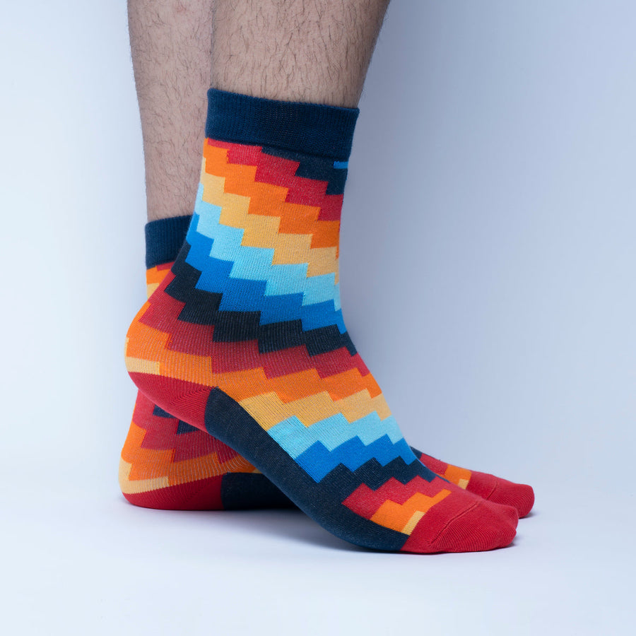 Colorful Checkers Socks, premium cotton blend rainbow socks, stylish and comfortable, best-selling unisex socks in EU sizes 37-42, UK sizes 4-8 by Body and I at brixbailey.com
