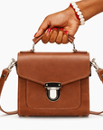 Handmade Leather Sugarcube Handbag - Chestnut