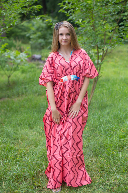 Coral Unfurl Style Caftan in Chevron Pattern-1