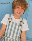 Classic Wide Stripe Denim Dungarees - Blue