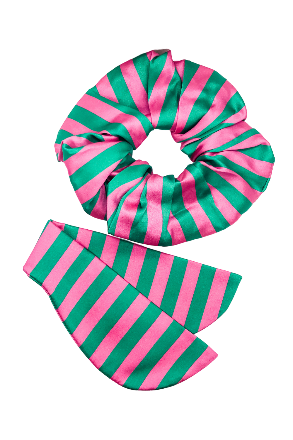 Bella Silk Scrunchie in Flamingo Stripe