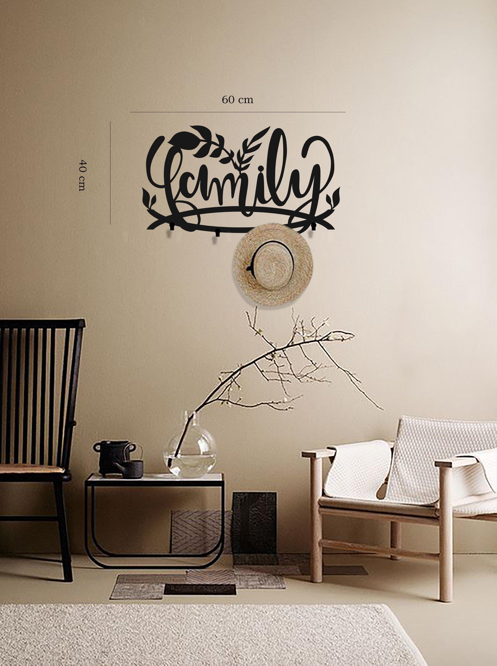 Family Coat Rack in Black Matte Metal