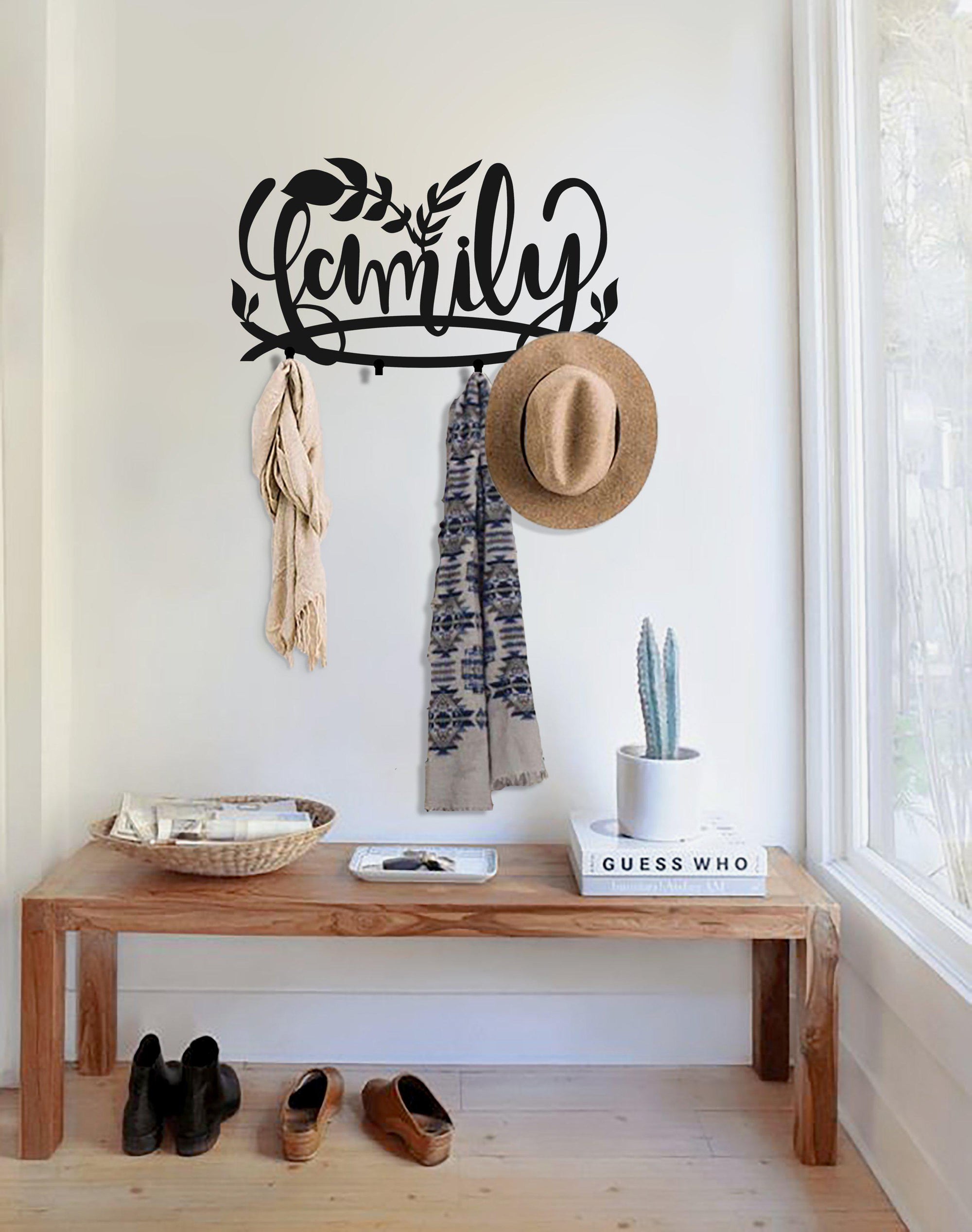 Family Coat Rack in Black Matte Metal