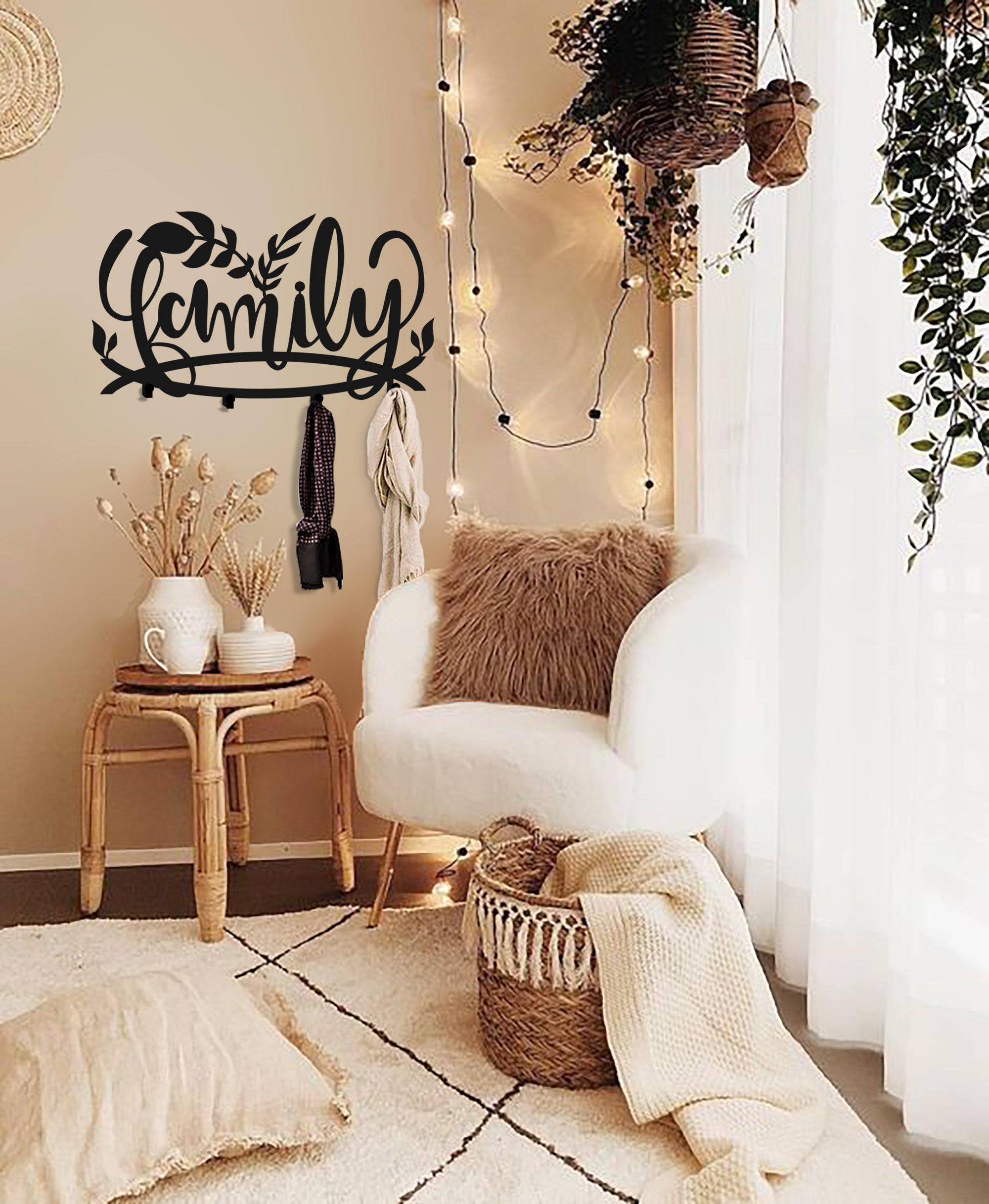 Family Coat Rack in Black Matte Metal