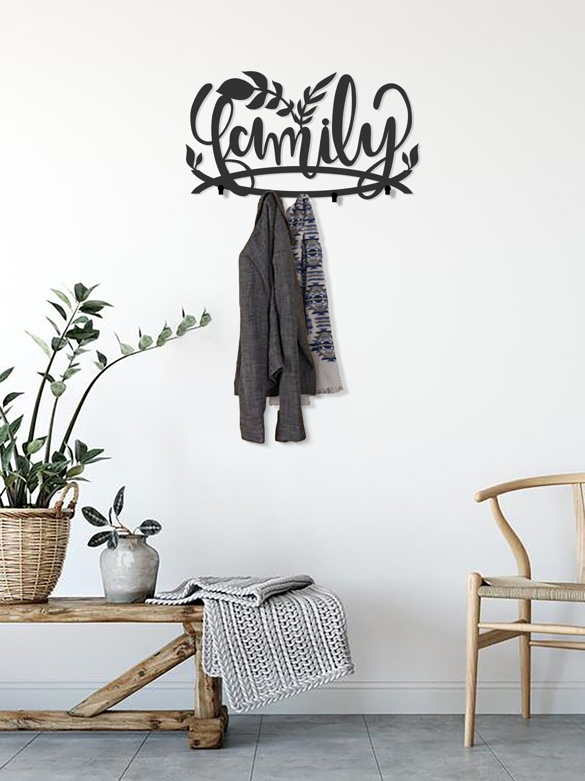 Family Coat Rack in Black Matte Metal