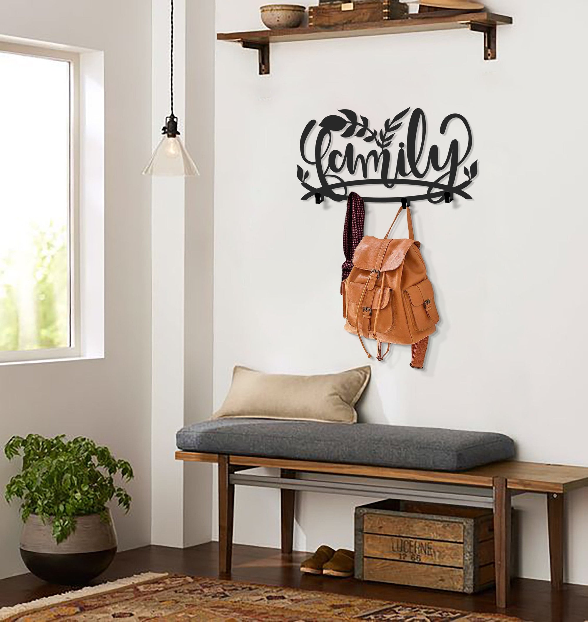 Family Coat Rack in Black Matte Metal