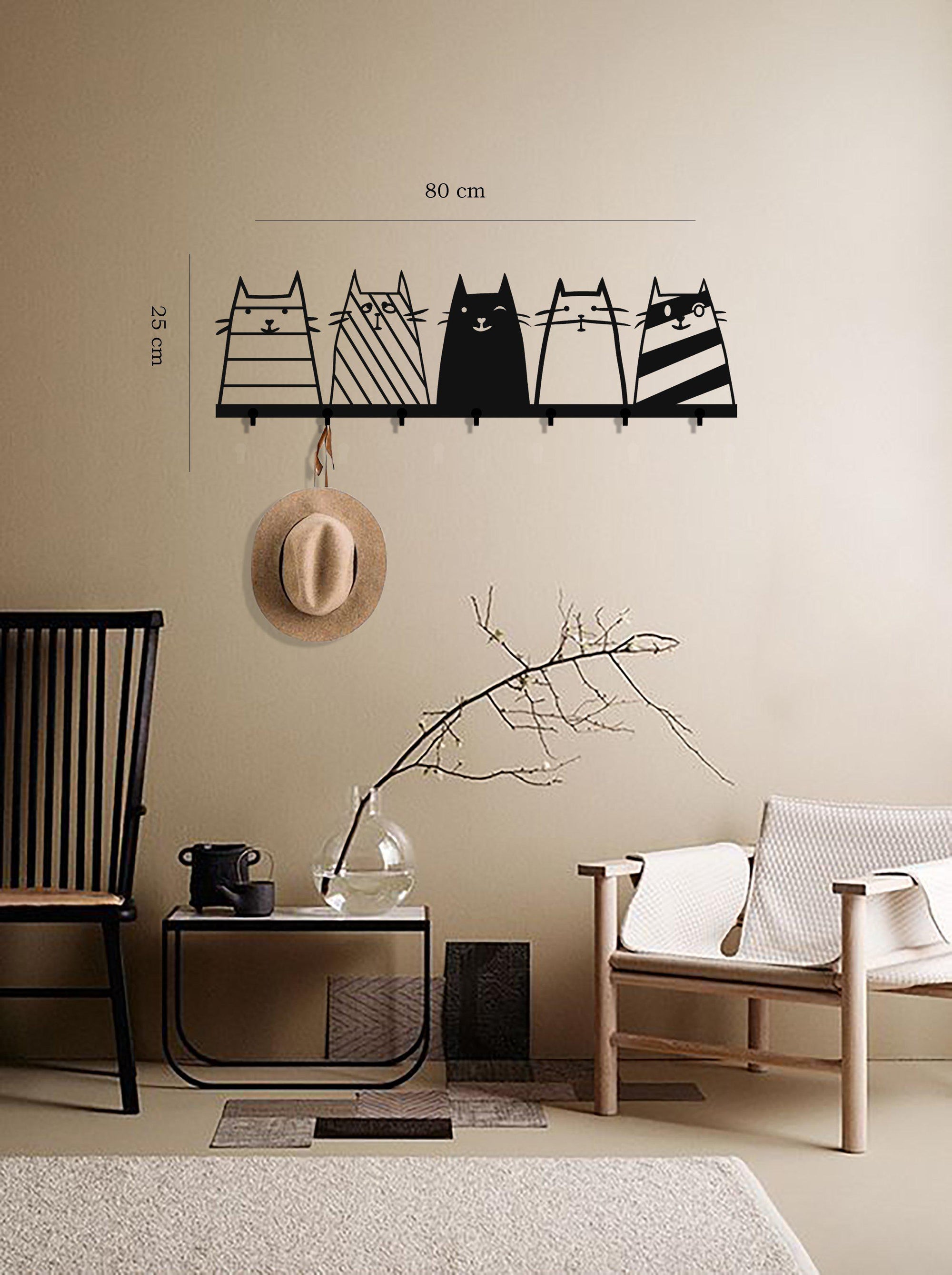 Friends Minimalist Coat Rack in Black Matte Metal
