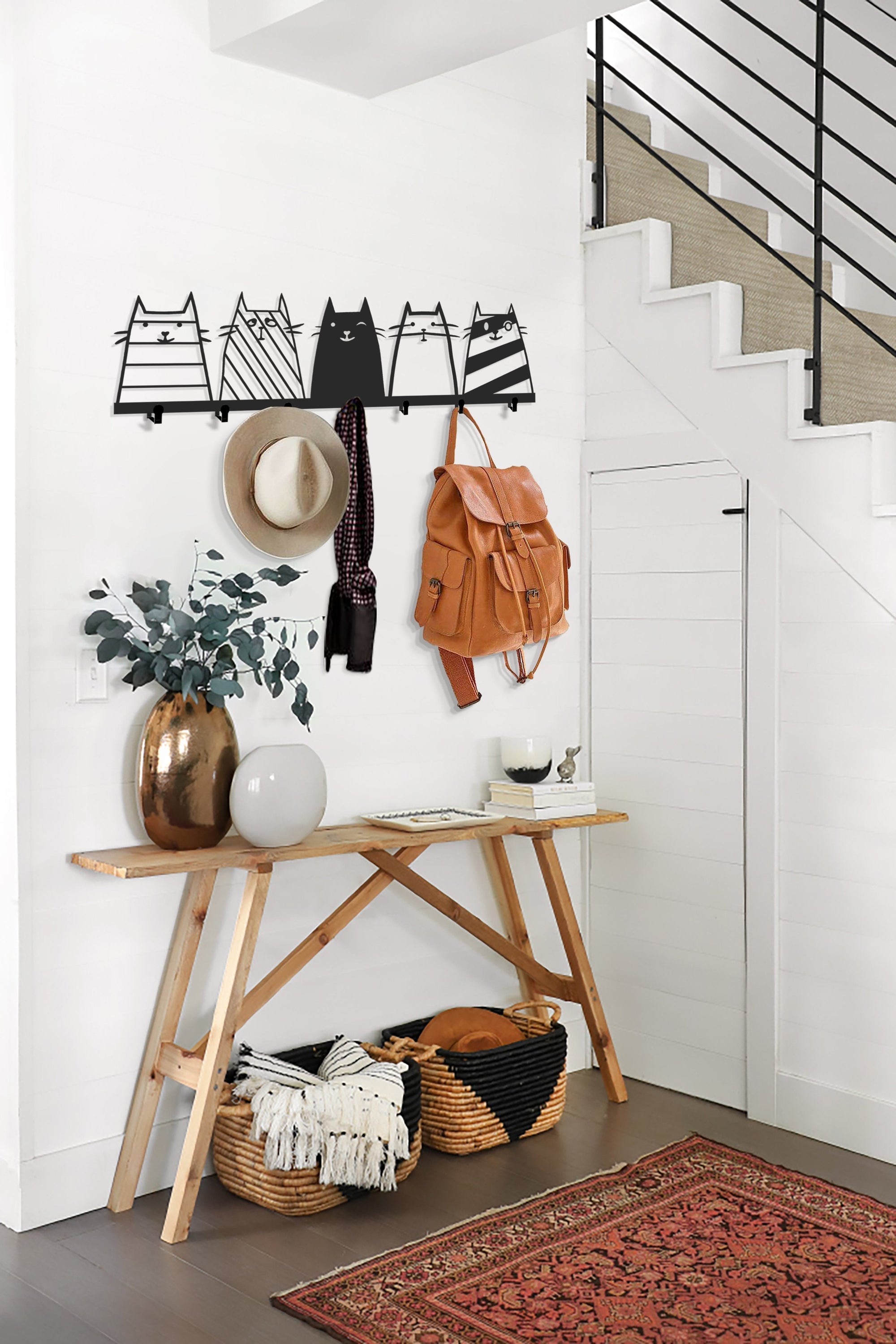 Friends Minimalist Coat Rack in Black Matte Metal