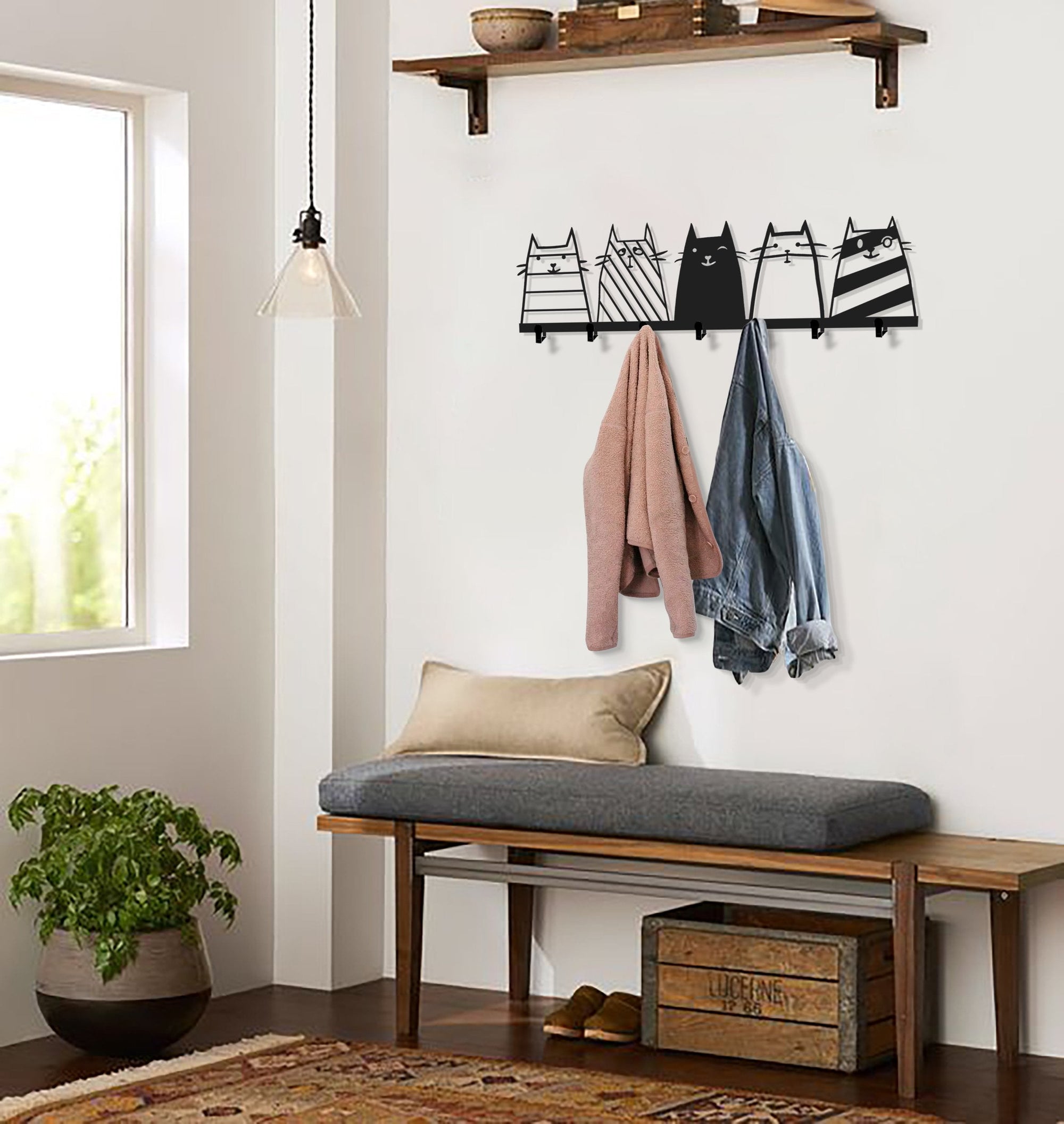 Friends Minimalist Coat Rack in Black Matte Metal