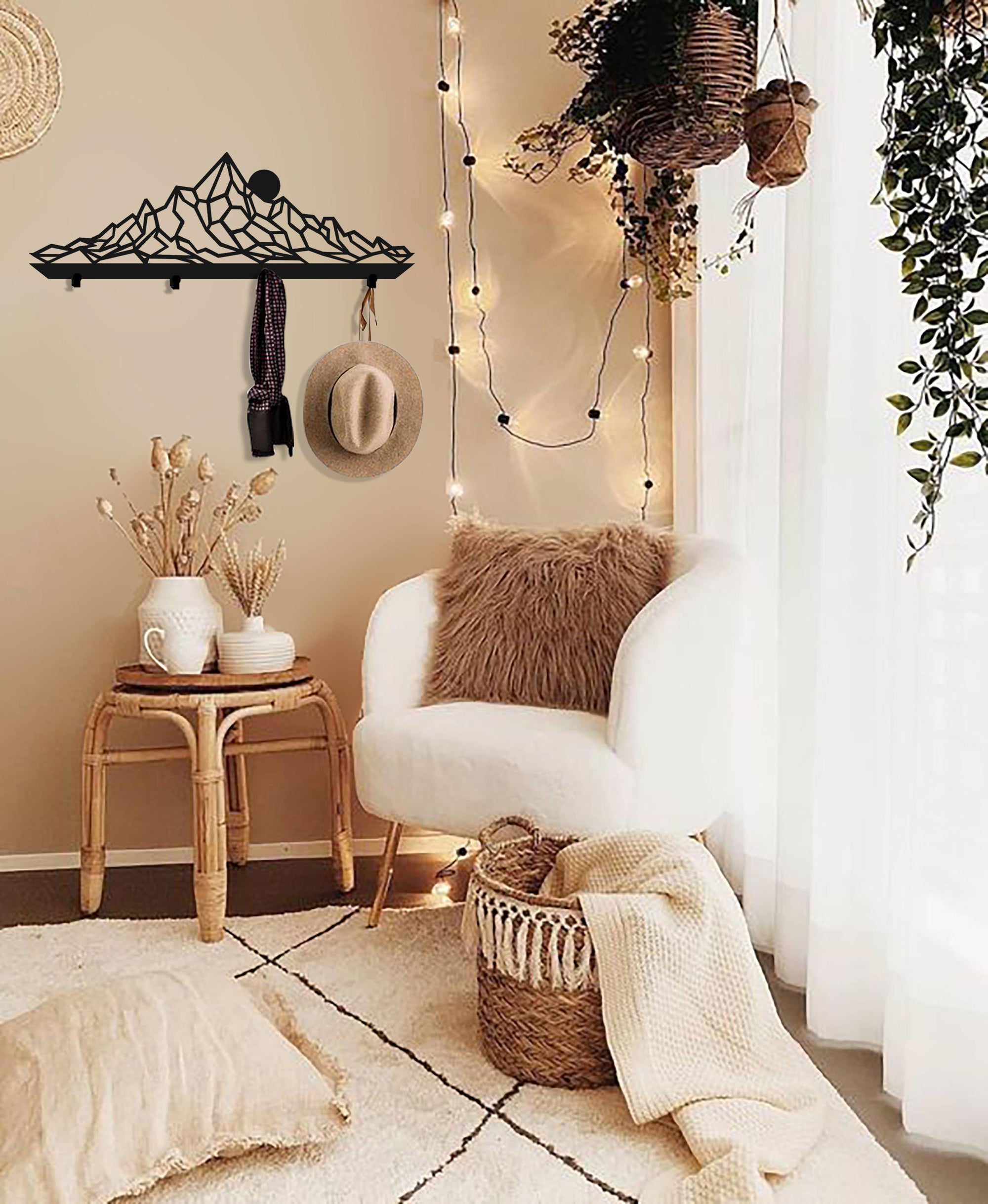 Mountain Black Matte Metal Coat Rack