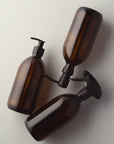Amber Glass Pump Bottle Dispenser