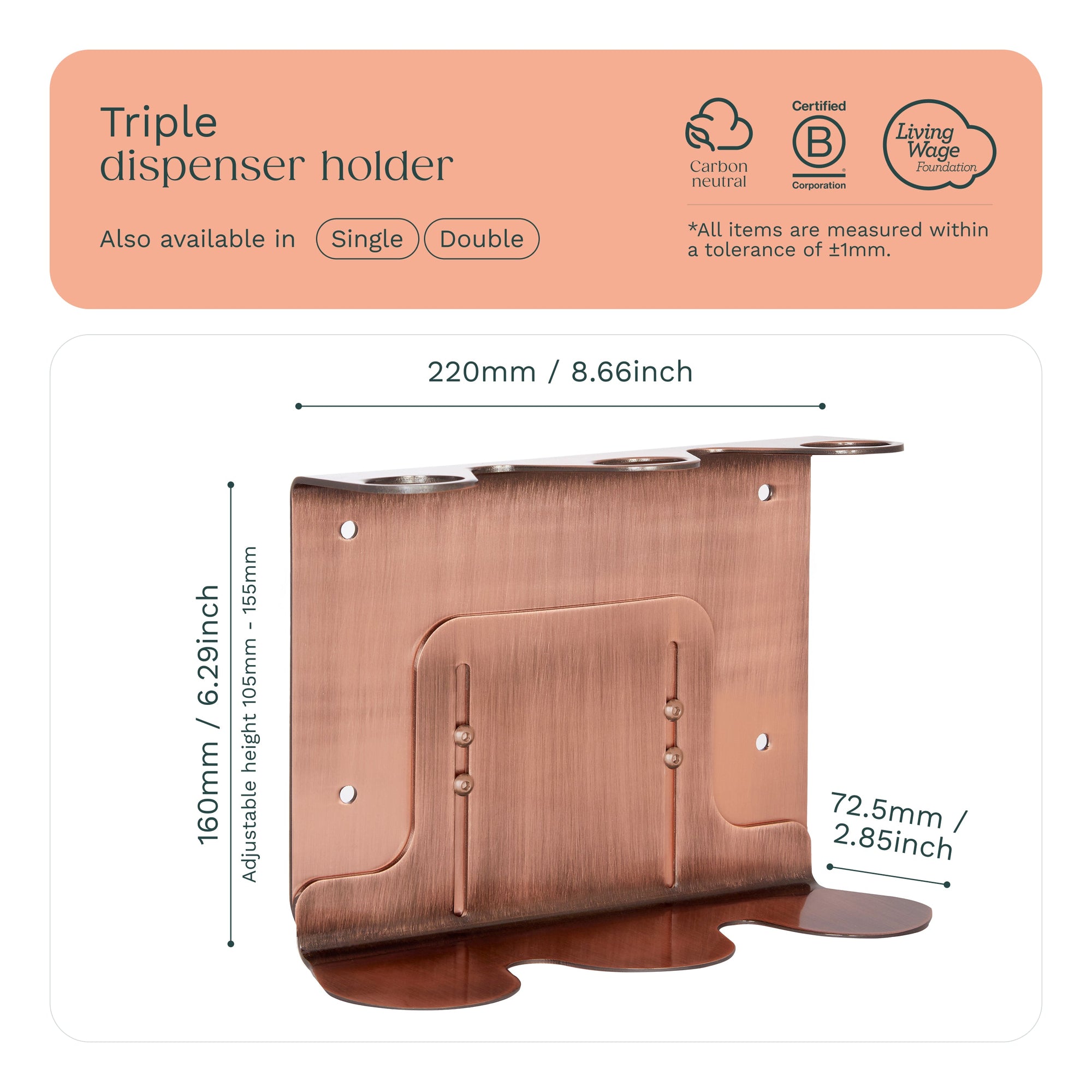 Copper Triple Bottle Holder
