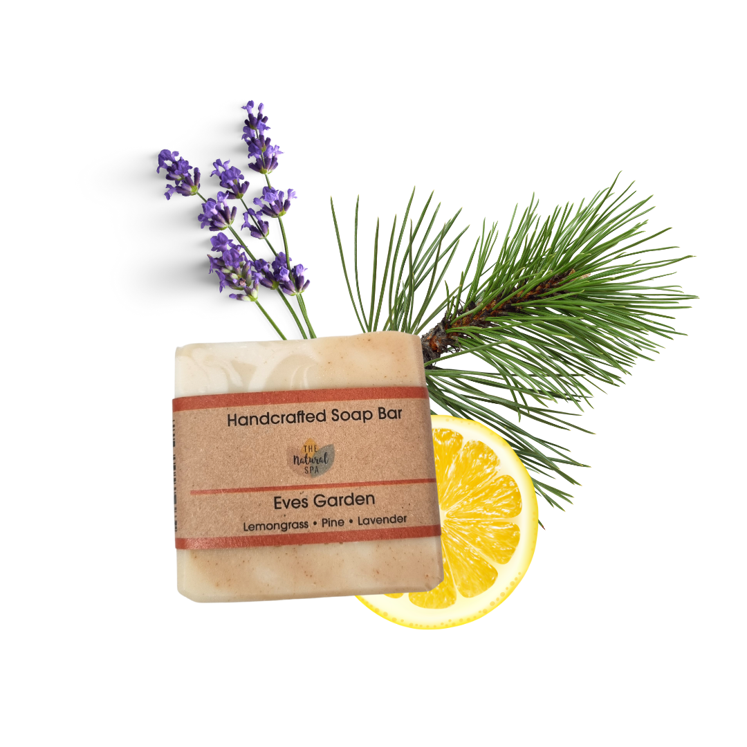 Eves Garden Cold Process Soap Bar | Lemongrass, Lavender &amp; Pine Natural Handcrafted Soap | Vegan, Plastic-Free Skincare | 3 Styles Available