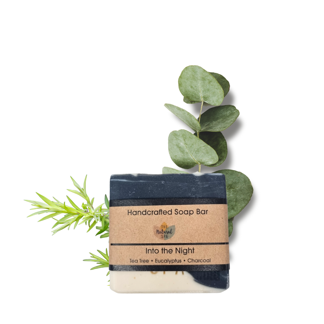 Into the Night Soap Bar | Tea Tree, Eucalyptus &amp; Charcoal Natural Handcrafted Soap | Vegan, Plastic-Free Skincare | 3 Styles Available