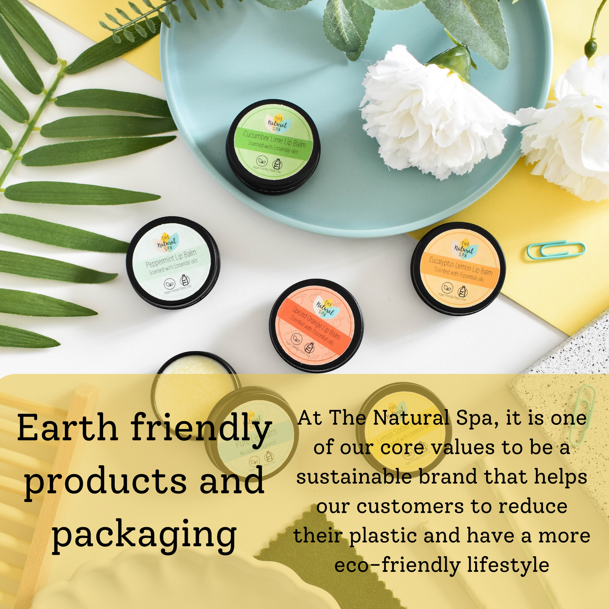 Lemon Sorbet Natural Lip Balm | Vegan, Hydrating &amp; Nourishing | Plastic-Free, Handmade Lip Care