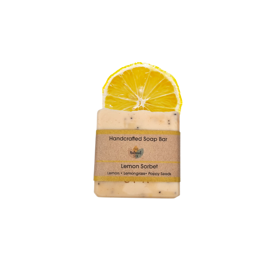 Lemon Sorbet Soap Bar | Lemon, Lemongrass &amp; Poppy Seed Natural Handcrafted Soap | Vegan, Plastic-Free Skincare | 3 Styles Available