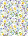 Yellow Butterfly Wallpaper with Purple Blossoms