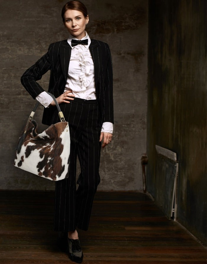 Spotted Cow Calf Hair Leather Bag – Elegant & Versatile by Sostter at brixbailey.com