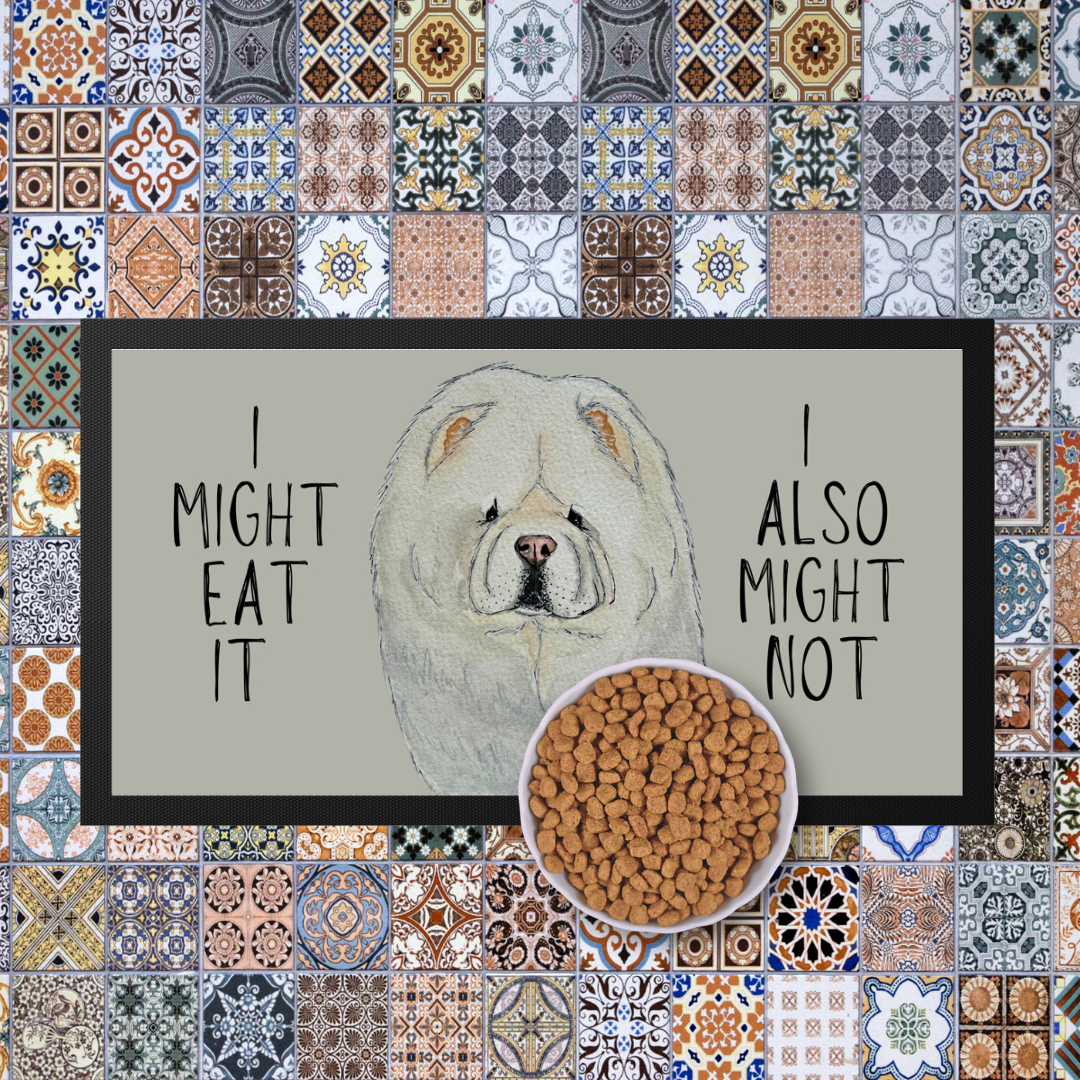 Chow-dorable Cream Chow Chow Pet Bowl Mat – "I Might Eat It, I Might Not"