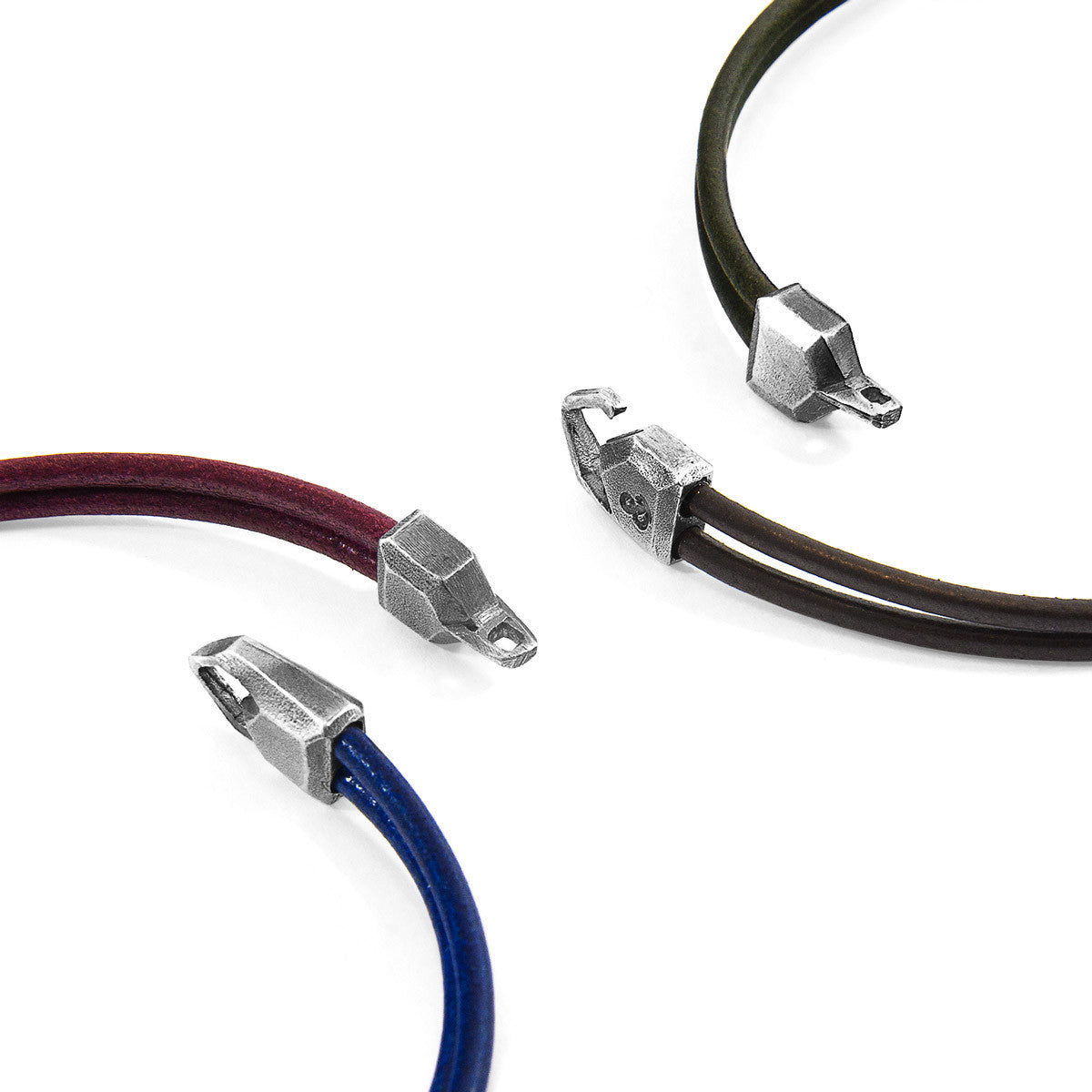 Azure Blue Cromer Silver and Round Leather Bracelet