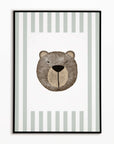 Bear Print - Green Stripes