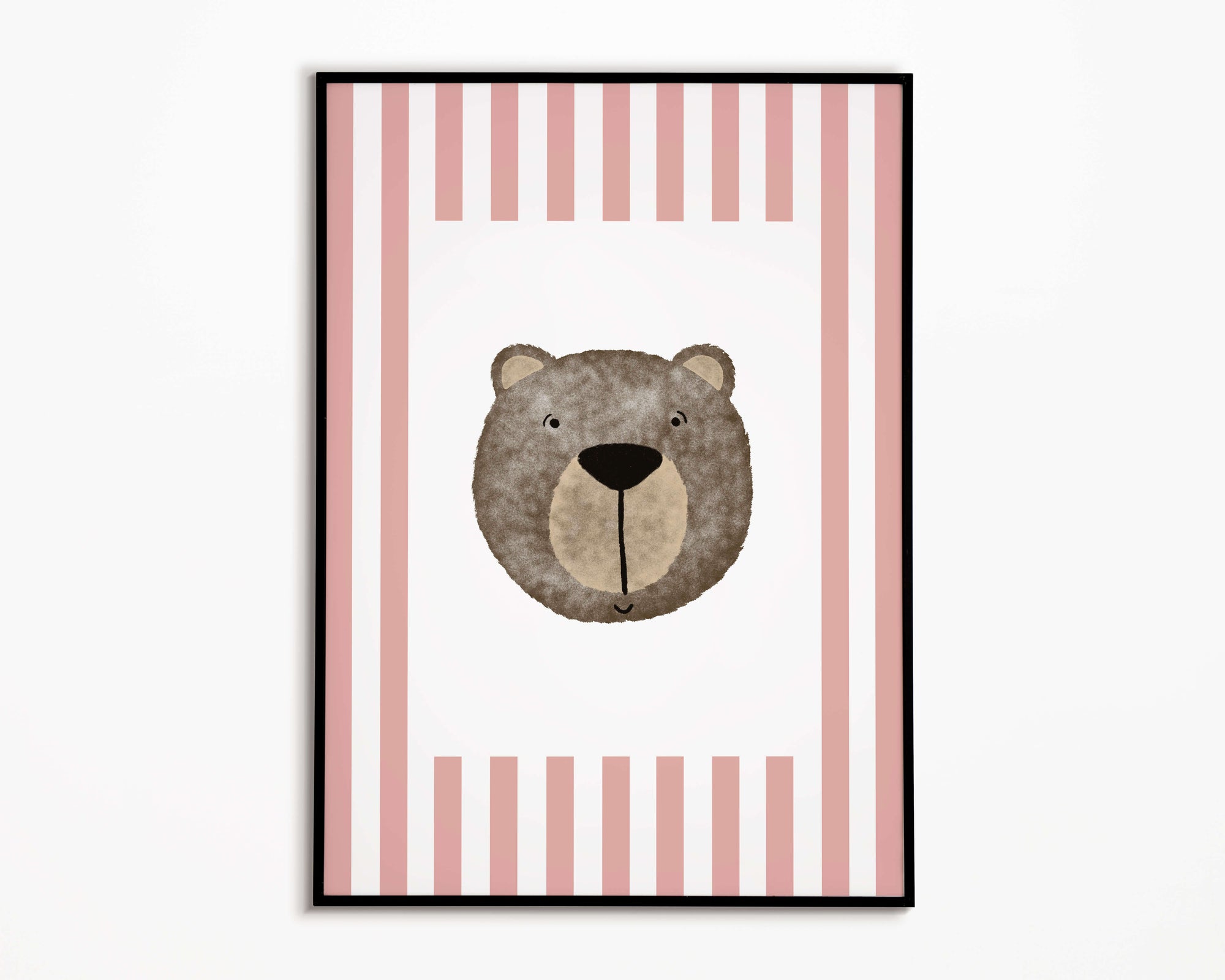 Bear Print - Pale Red Stripes