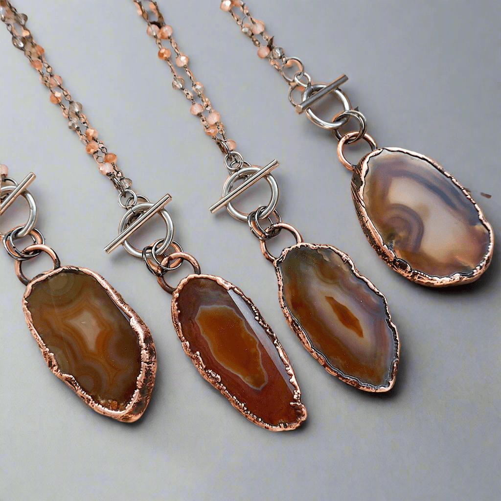 Agate Slice Necklace - Crystal Jewelry | Handmade by Blackbird &amp; Sage
