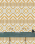 Yellow Geometric Porcelain Tile, Luxury Anti-Slip Outdoor Tile, Premium Handcrafted 20x20cm Yellow Ray Tile, Durable Stylish Design by Maria Starling Design at brixbailey.com
