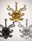 Metal Swivel Coat Rack | 5 Hook Wall Hanger | Solid Brass, Black or Chrome