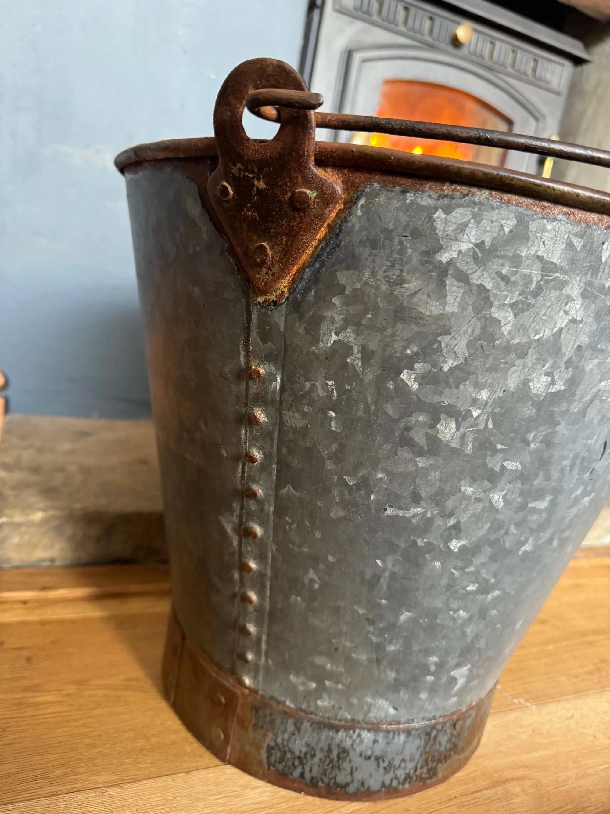 Galvanised Log Basket Carrier / Plant Pot /  Christmas Tree Planter Patio Pail B