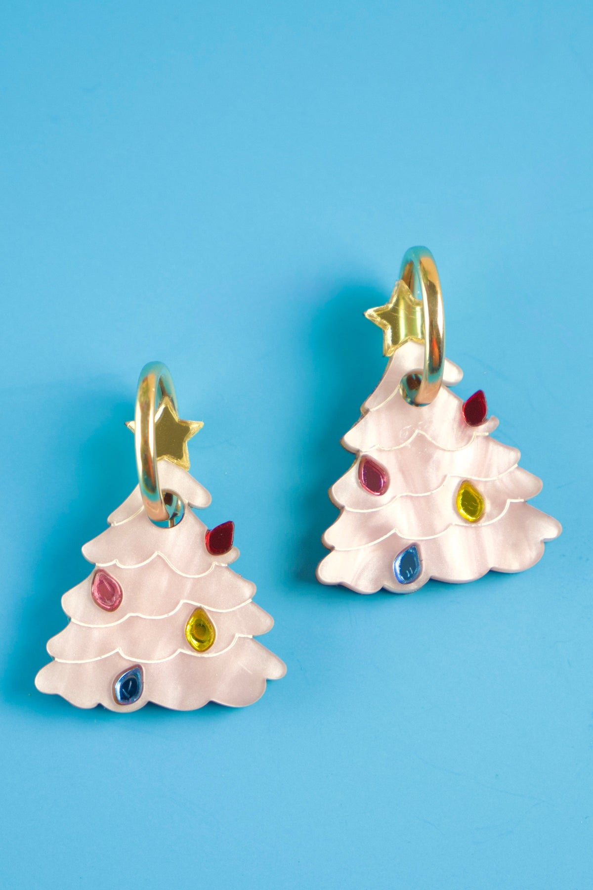 Vintage Christmas Tree Hoop Earrings