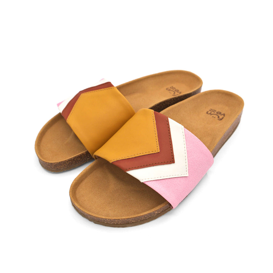 Premium vegan sandals DAWN in mustard yellow, terracotta, white, pink - comfortable straps, eco-friendly fair fashion, PETA certified by Fünve at brixbailey.com