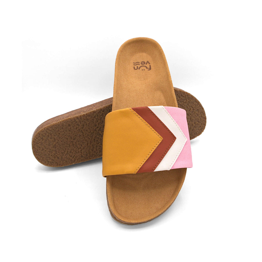 Premium vegan sandals in mustard, terracotta, white, pink - fair fashion, PETA certified, CO2 neutral shipping by Fünve at brixbailey.com