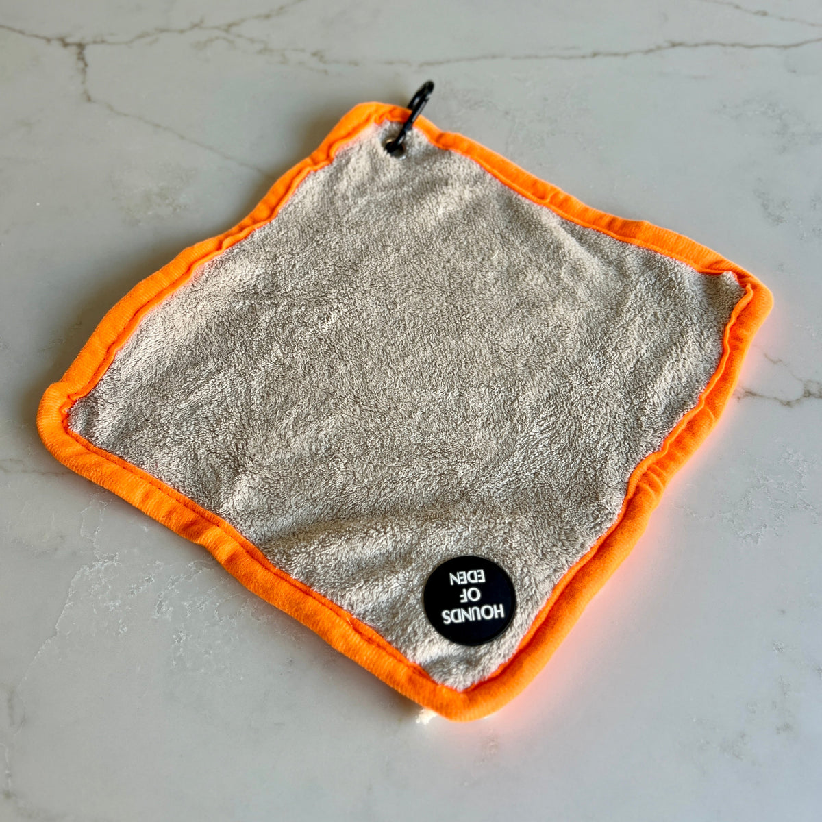 Mini Dog Towel + Clip, Beige &amp; Orange