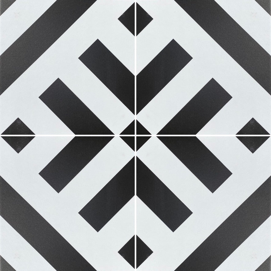 Yellow Ray geometric porcelain tile, luxury anti-slip outdoor tile, premium durable 20x20cm porcelain tile for indoor and outdoor use by Maria Starling Design at brixbailey.com