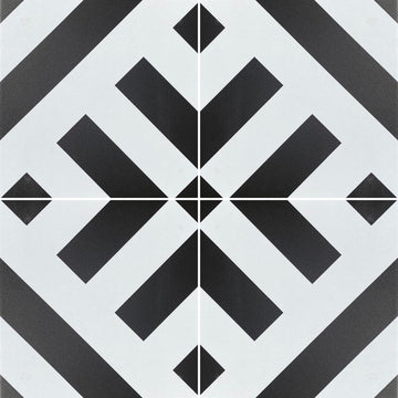 Luxury black geometric porcelain tile, premium anti-slip outdoor tile, stylish 20x20cm square tile, best-selling durable porcelain tile by Maria Starling Design at brixbailey.com