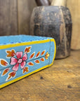 Blue Wooden Painted Brick Mould / Decorative Herb Planter / Storage Box Tray A