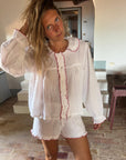 Red Ruffle Short Muslin Pyjamas