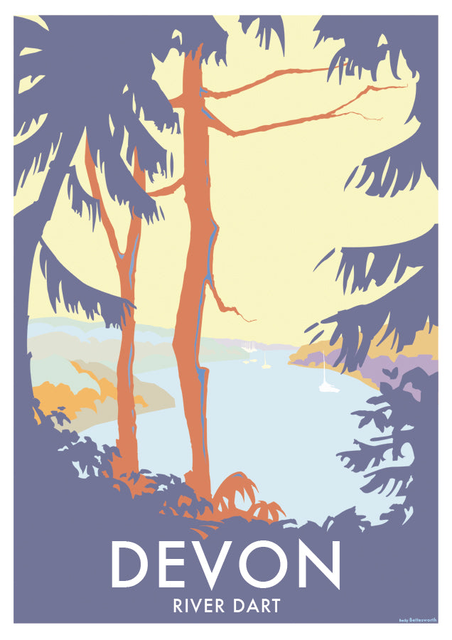 River Dart Trees Vintage Travel Poster Print