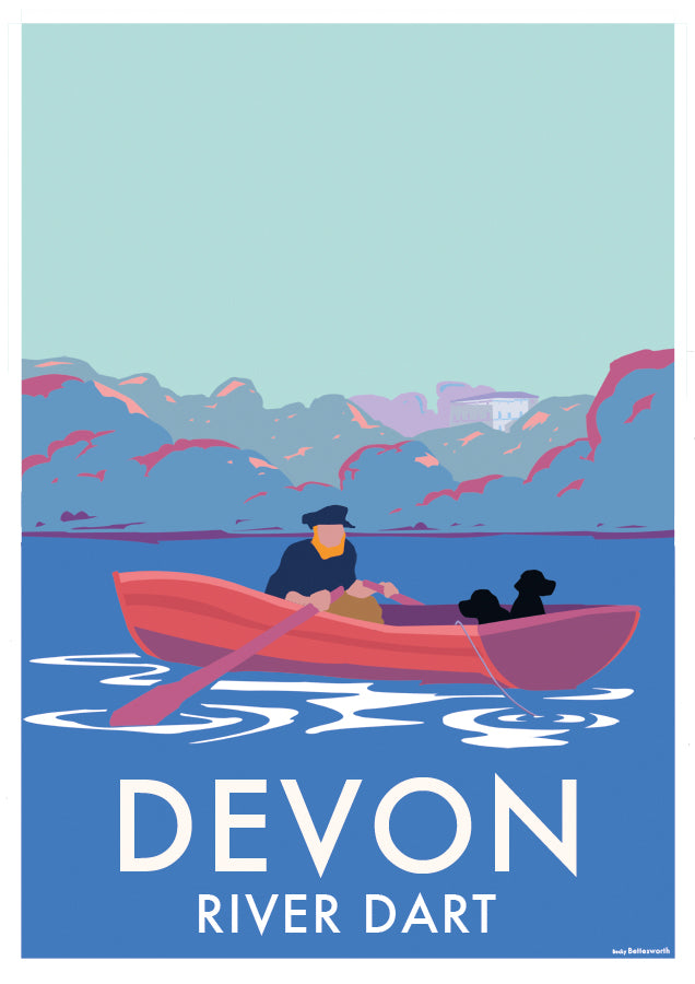 River Dart Fishing Boat Vintage Seaside Print