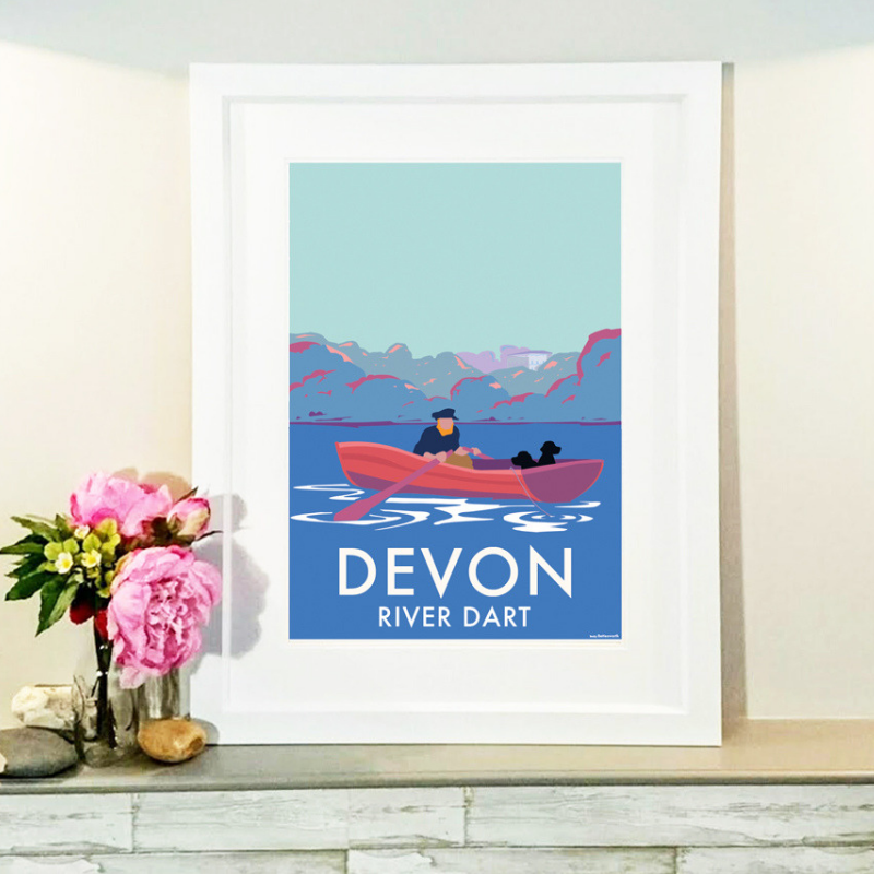 Devon River Dart Fishing Boat Vintage Seaside Print