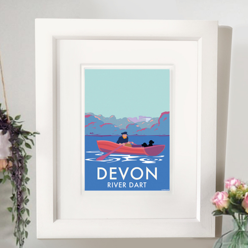 Devon River Dart Fishing Boat Vintage Seaside Print