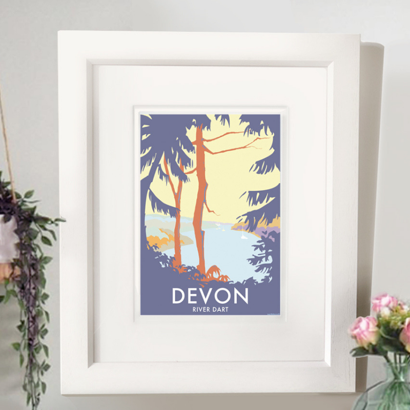 River Dart Trees Vintage Travel Poster Print