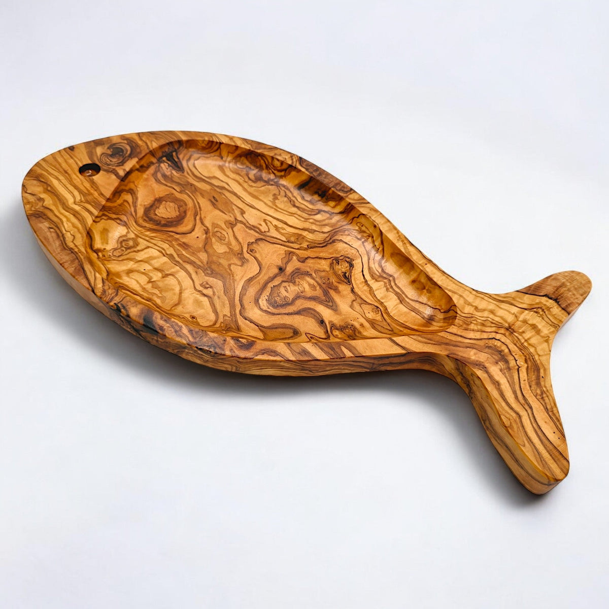 Olive Wood Fish Shaped Serving Board | Large Seafood &amp; Tapas Platter 35-45cm