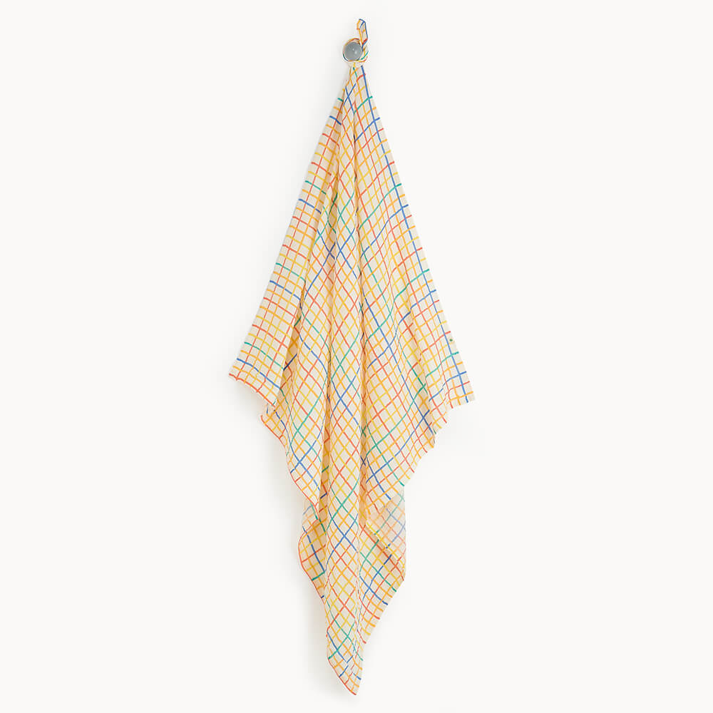 Organic Cotton Rainbow Check Large Baby Muslin Swaddle Blanket