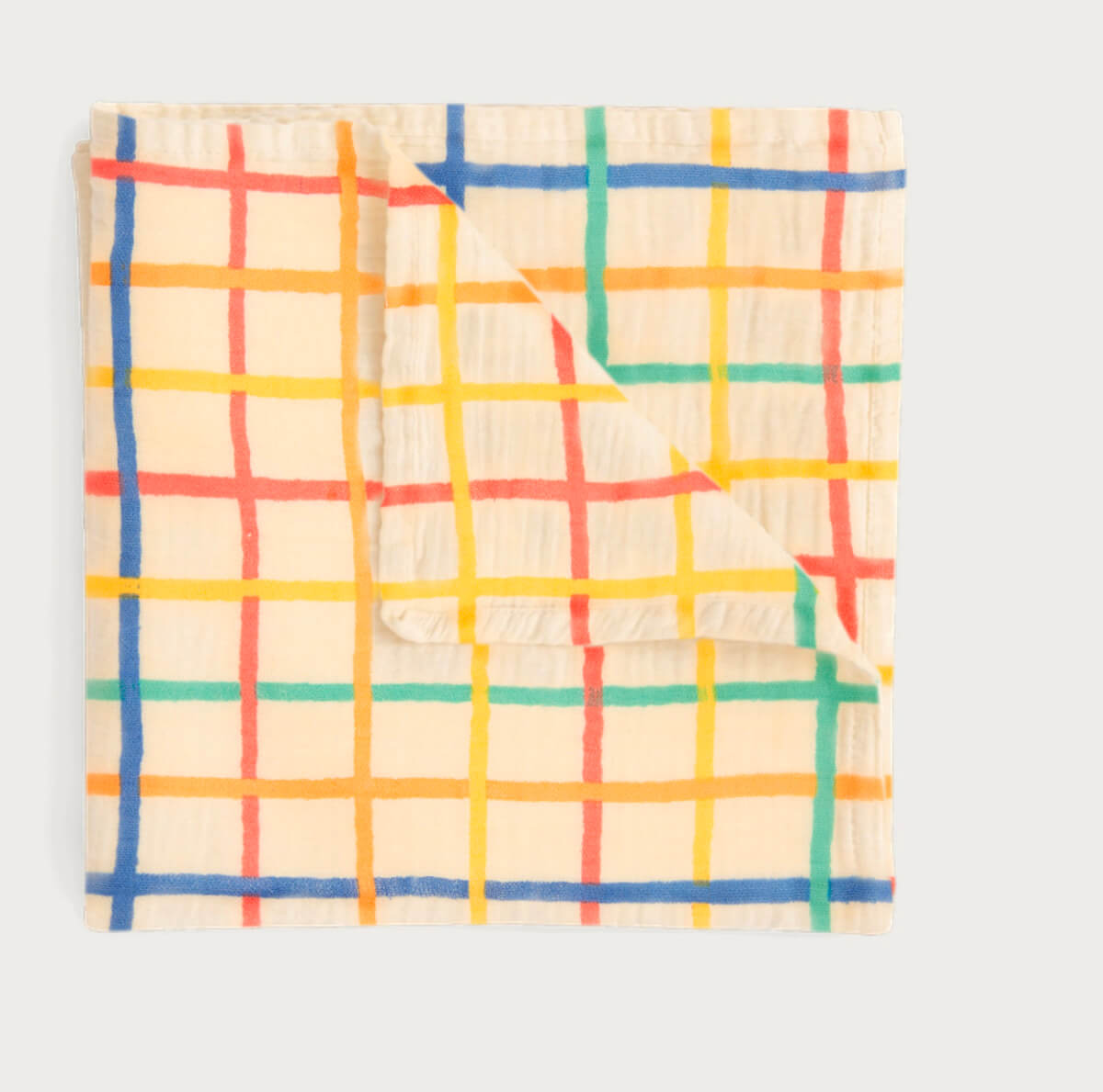 Organic Cotton Rainbow Check Large Baby Muslin Swaddle Blanket